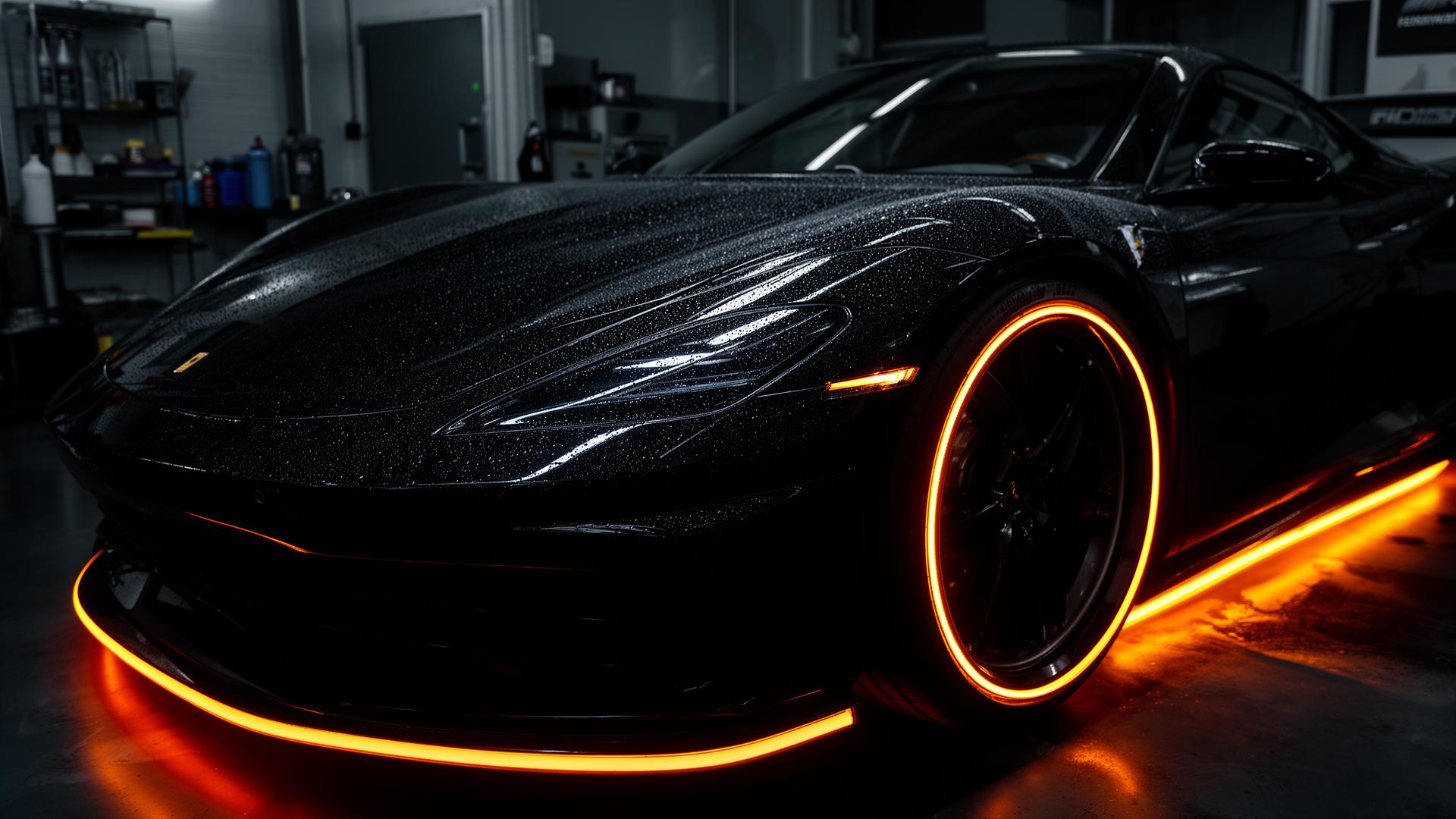 Ceramic-coated luxury car under studio lights